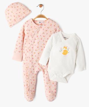 Ensemble 3 pièces spécial nuit bébé fille vue1 - GEMO(BB COUCHE) - GEMO