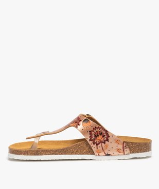 Sandales femme plates à bride entre-doigts métallisée vue3 - GEMO (CASUAL) - GEMO