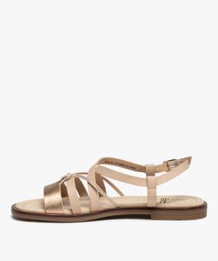 Sandales femme à talon plat et brides métallisées vue3 - GEMO (CASUAL) - GEMO