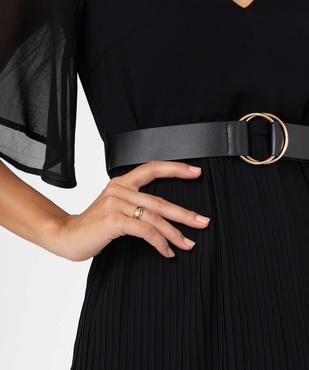 Robe femme avec col V et jupe plissée vue2 - GEMO(FEMME PAP) - GEMO