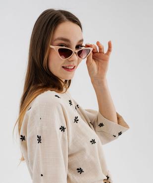 Blouse manches courtes brodée à nouer femme vue2 - GEMO(FEMME PAP) - GEMO