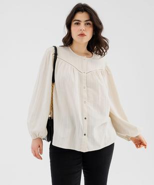 Blouse manches longues esprit bohème femme grande taille vue1 - GEMO (G TAILLE) - GEMO