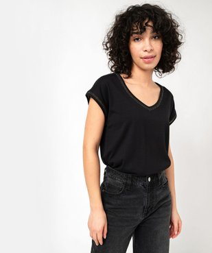 Tee-shirt à manches courtes avec finitions scintillantes femme vue1 - GEMO 4G FEMME - GEMO