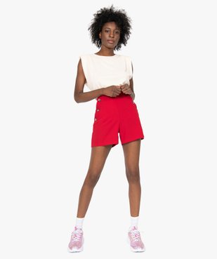 Short femme ample taille haute à pont boutonné vue5 - GEMO(FEMME PAP) - GEMO