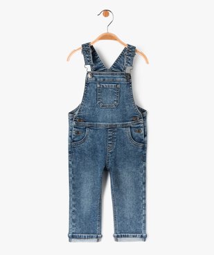 Salopette en jean extensible délavé bébé garçon vue1 - GEMO 4G BEBE - GEMO