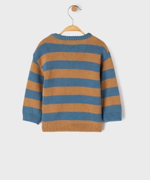 Pull en grosse maille à larges rayures bébé garçon vue3 - GEMO 4G BEBE - GEMO