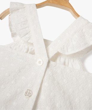 Blouse bébé fille en dentelle anglaise à bretelles volantées croisées - LuluCastagnette vue3 - LULUCASTAGNETTE - GEMO