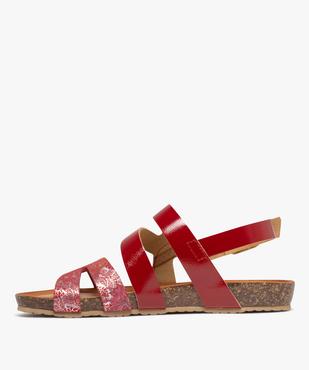 Sandales plates avec brides en cuir scintillantes et vernies femme vue4 - PIU NATURA - GEMO