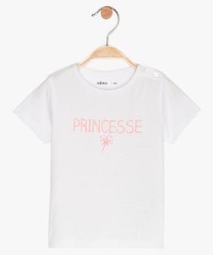 Tee-shirt bébé fille à manches courtes et motif pailleté vue1 - GEMO 4G BEBE - GEMO