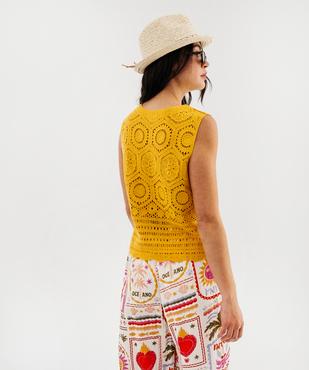 Pull sans manches en maille ajourée femme vue3 - GEMO(FEMME PAP) - GEMO