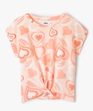 Tee-shirt fille à manches courtes, base nouée et imprimé vue1 - GEMO (ENFANT) - GEMO