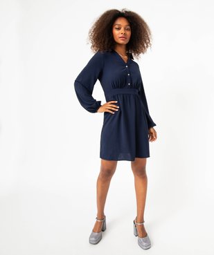 Robe à manches longues avec col chemise femme vue1 - GEMO(FEMME PAP) - GEMO