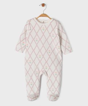 Pyjama en velours à losanges et fleurs bébé vue1 - GEMO 4G BEBE - GEMO