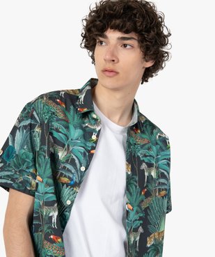 Chemise homme à manches courtes à motifs tropical savane vue2 - GEMO (HOMME) - GEMO