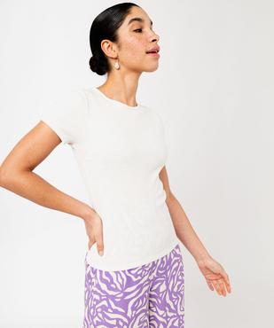 Tee-shirt manches courtes en maille côtelée femme vue1 - GEMO 4G FEMME - GEMO