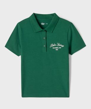 Polo manches courtes avec inscription brodée poitrine garçon vue1 - GEMO 4G FILLE - GEMO
