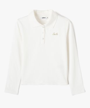 Tee-shirt fille à manches longues et col polo vue1 - GEMO (ENFANT) - GEMO