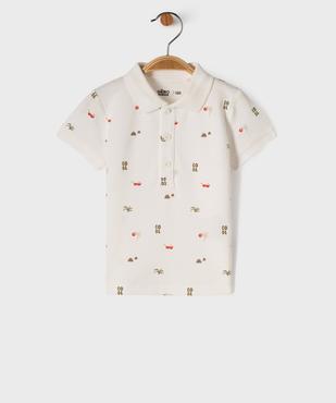 Polo manches courtes en maille piquée à motif bébé garçon vue4 - GEMO 4G BEBE - GEMO