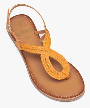 Sandales femme à talon plat et brides tressées en cuir vue5 - GEMO (CASUAL) - GEMO