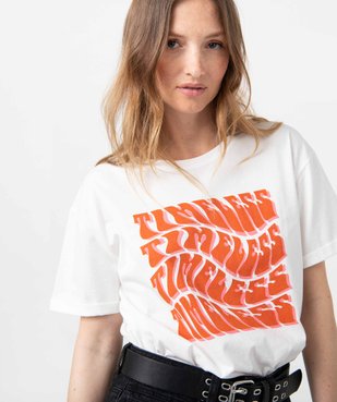 Tee-shirt femme à manches courtes avec inscription vintage vue2 - GEMO(FEMME PAP) - GEMO
