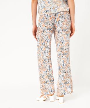 Pantalon fluide en viscose coupe large à motif cachemire femme vue3 - GEMO 4G FEMME - GEMO
