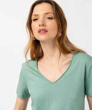 Tee-shirt à manches courtes avec col V roulotté femme vue5 - GEMO(FEMME PAP) - GEMO