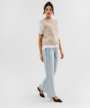 Pull sans manches en maille douillette chinée femme vue4 - GEMO(FEMME PAP) - GEMO