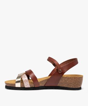 Sandales femme compensées dessus cuir vue3 - GEMO 4G FEMME - GEMO