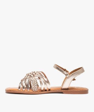 Sandales femme à fines brides métallisées en cuir - Tanéo vue3 - TANEO - GEMO