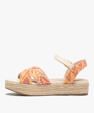 Sandales femme plateforme en corde dessus toile vue3 - GEMO (CASUAL) - GEMO