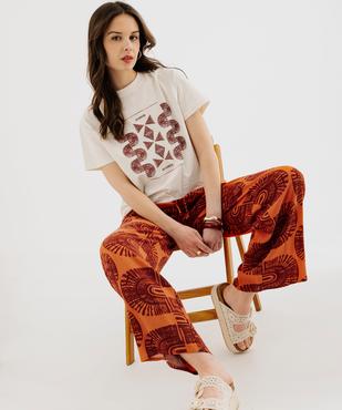 Pantalon large en viscose froissée femme vue5 - GEMO 4G FEMME - GEMO