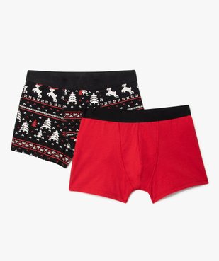 Boxer de Noël en coton stretch homme (lot de 2) vue2 - GEMO 4G HOMME - GEMO