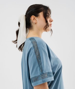 Tee-shirt manches courtes avec détails brodés femme grande taille vue2 - GEMO 4G GT - GEMO