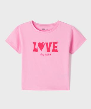 Tee-shirt manches courtes en jersey de coton imprimé fille vue1 - GEMO 4G FILLE - GEMO
