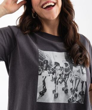 Tee-shirt manches courtes imprimé coloris unique femme grande taille vue2 - GEMO (G TAILLE) - GEMO