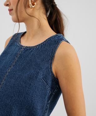 Blouse sans manches en jean coupe courte femme vue2 - GEMO 4G FEMME - GEMO