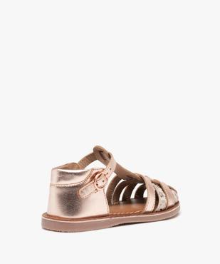 Sandales fille à brides multiples en cuir et bout fermé vue4 - GEMO (ENFANT) - GEMO