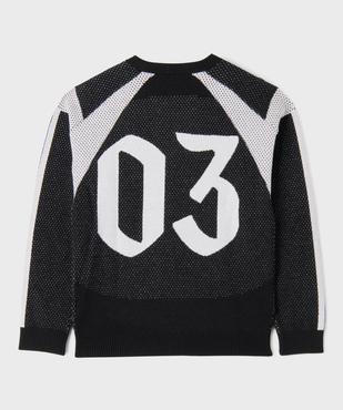 Pull bicolore avec logo devant et inscription dans le dos garçon - Adidas vue4 - ADIDAS - GEMO