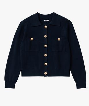 Gilet à col chemise avec boutons métalliques femme vue4 - GEMO 4G FEMME - GEMO
