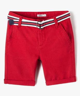 Bermuda en coton avec ceinture tricolore garçon vue1 - GEMO 4G GARCON - GEMO