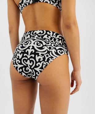 Bas de maillot de bain taille haute en maille gaufrée femme vue2 - GEMO (PLAGE) - GEMO