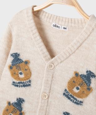 Gilet à col V avec motifs nounours bébé garçon vue2 - GEMO(BEBE DEBT) - GEMO