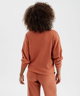 Haut de pyjama en maille côtelée femme vue4 - GEMO 4G FEMME - GEMO