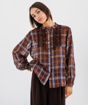 Chemise à carreaux col mao femme vue4 - GEMO(FEMME PAP) - GEMO