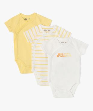 Body manches courtes fermeture croisée bébé (lot de 3) vue1 - GEMO 4G BEBE - GEMO