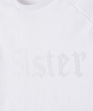 Tee-shirt court à manches courtes avec inscription fille vue3 - GEMO 4G FILLE - GEMO