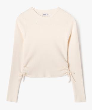 Pull court en maille côtelée froncé sur les côtés fille vue1 - GEMO (JUNIOR) - GEMO