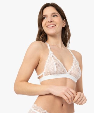 Brassière à bonnets triangles en dentelle avec dos travaillé vue1 - GEMO(HOMWR FEM) - GEMO