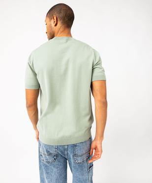 Pull à manches courtes en maille fine avec col rond homme vue3 - GEMO (HOMME) - GEMO