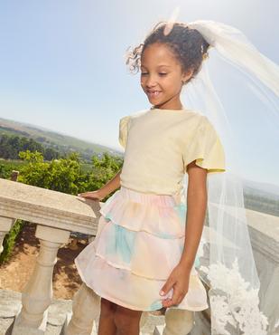 Jupe courte à volants tie and dye fille vue4 - GEMO 4G FILLE - GEMO